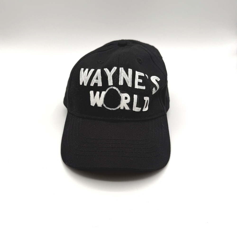Waynes World Hat Baseball Cap Mens Black Embroidered Movie Logo Dad Hat Y2K